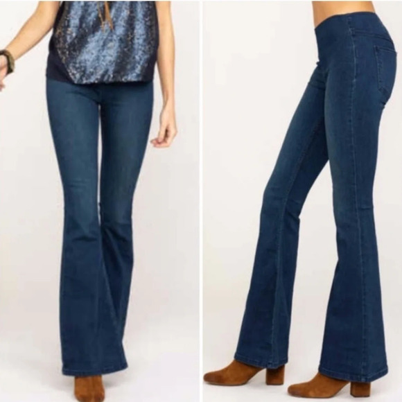 Free People Penny Pull-on Flare Dark Wash size 26 Festival Hippie Western - Picture 2 of 6